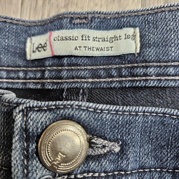 Lee Jeans Womens 12 Long Blue Classic Fit Straight Leg Denim At The Waist - Picture 5 of 12